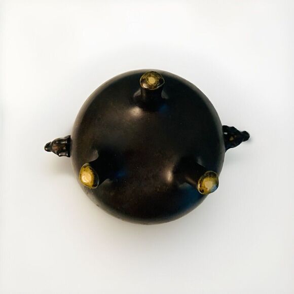 Shuraku Period Chinese Bronze Lion Inlaid Incense Burner Foo Dog Foot Feng Shui - Picture 5 of 12